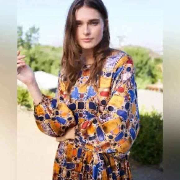 RHODE Pia Dress in Stone Rare Print Sz L - Picture 8 of 8